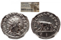 NGC Roman Imperial 
PHILIP I 'THE ARAB' (244-249). Antoninianus. Rome. Saecular Games/1000th Anniversary of Rome issue. NGC CH-XF 
Obv: IMP PHILIPPV...