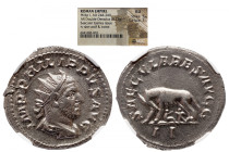 NGC Roman Imperial 
PHILIP I 'THE ARAB' (244-249). Antoninianus. Rome. Saecular Games/1000th Anniversary of Rome issue. NGC AU 
Obv: IMP PHILIPPVS A...
