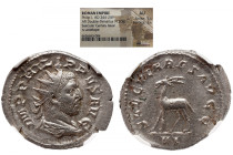 NGC Roman Imperial 
PHILIP I 'THE ARAB' (244-249). Antoninianus. Rome. Saecular Games issue. NGC AU 
Obv: IMP PHILIPPVS AVG. Radiate, draped and cui...