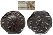 NGC Roman Imperial 
Gallienus, 253-268. Antoninianus, Rome, NGC MS 
GALLIENVS AVG Radiate head of Gallienus to right. 
 Rev. ANNONA AVG Annona stan...