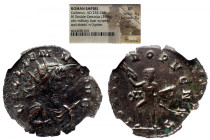 NGC Roman Imperial 
GALLIENUS (253-268). Antoninianus. Rome. NGC XF 
Obv: GALLIENVS AVG Radiate and draped bust of Gallienus to right, holding spear...