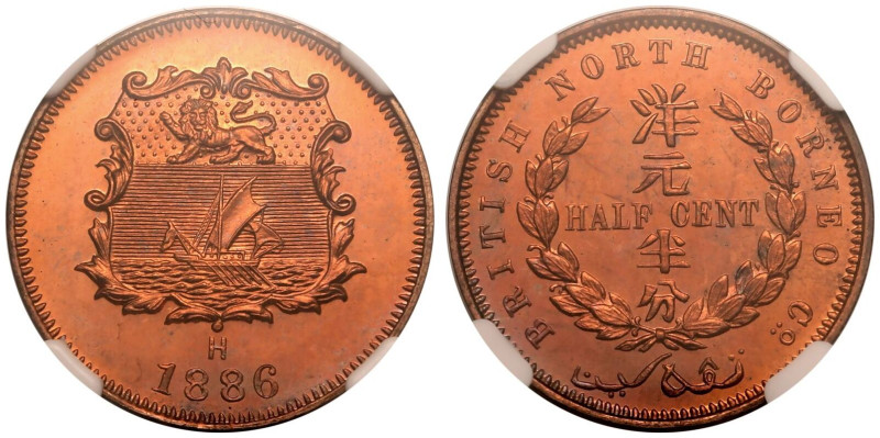 BRITISH NORTH BORNEO. Victoria, 1837-1901.
Bronze 1/2 Cent, 1886 H. Heaton and ...
