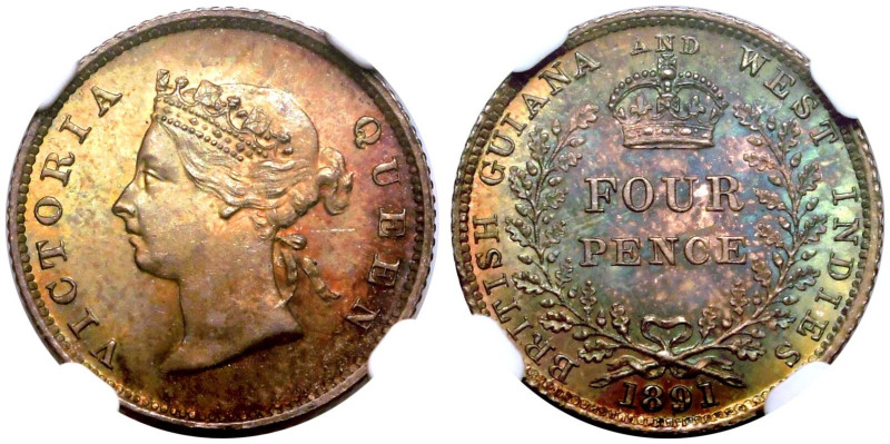 GUYANA. BRITISH. Victoria, 1837-1901.
Silver Fourpence, 1891. London.
In secur...
