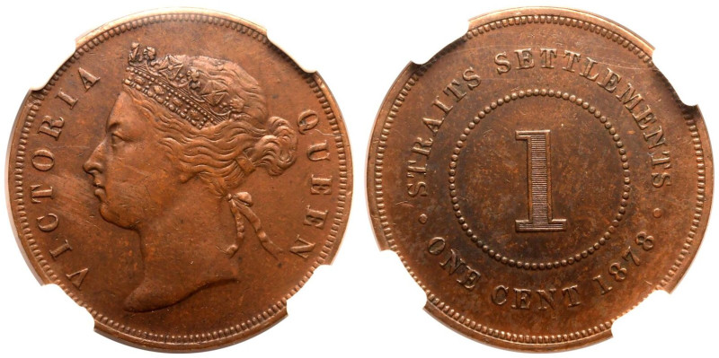STRAITS SETTLEMENTS. Victoria, 1837-1901.
Copper 1 Cent, 1878. Calcutta.
VICTO...