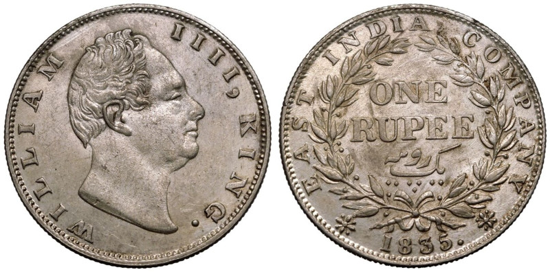 INDIA. BRITISH. William IV, 1830-37.
Silver 1 Rupee, 1835. Calcutta.
Obv.: WIL...