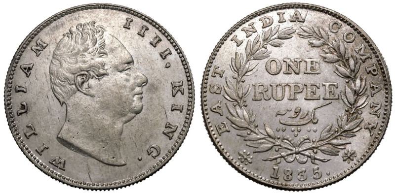 INDIA. BRITISH. William IV, 1830-37.
Silver 1 Rupee, 1835. Bombay.
Designed by...