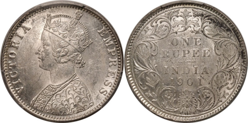 INDIA. BRITISH. Victoria.
Silver 1 rupee, 1901 B incuse. Bombay.
Obv: VICTORIA...