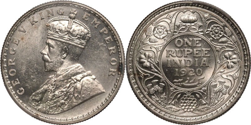 INDIA. BRITISH. George V.
Silver 1 rupee, 1920. Calcutta.
Crowned bust of King...