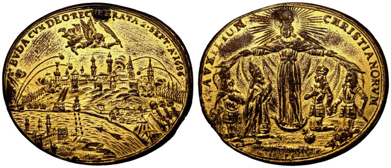 AUSTRIA. HRE. Leopold I, 1657-1705.
Gold-plated bronze Medal, 1686.
By P. Seel...