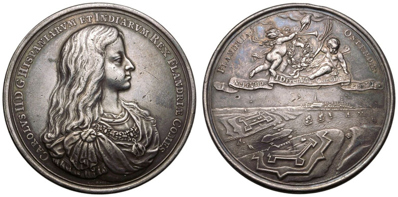 BELGIUM. FLANDERS. Charles II, 1665-1700.
Silver Medal, 1671.
By J. Roettiers,...