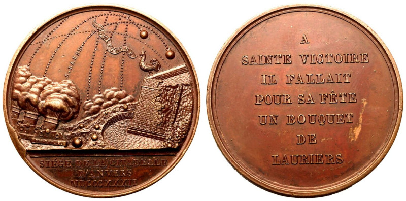 BELGIUM.
Bronze Medal, 1832.
By L. J. Hart, celebrating the capture of the Ant...