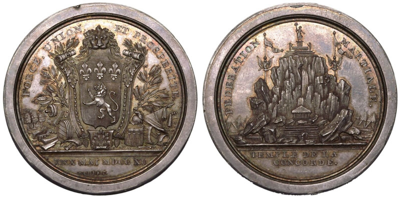 FRANCE. Louis XVI, 1774-93. 
Silver Medal, 1790. 
by F. Galle, on the F&eacute...