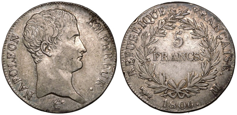 FRANCE. Napoleon I, 1804-14 & 1815.
Silver 5 Francs, 1806 M. Toulouse.

Good ...