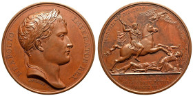 FRANCE. Napoleon I.
Bronze Medal, 1806. Paris Mint.
Dated 14 October 1806. Dies by Andrieu. Obv: NEAPOLIO IMPERATOR REX., laureate head right; ANDRI...