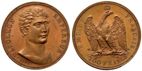 FRANCE. Napoleon I, 1804-14 & 1815.
Bronze Pattern 100 Francs, 1807.
By Jerome Vassallo.
Obv.: NAPOLEON EMPEREUR. Bare head facing 3/4 right, date ...