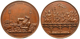 FRANCE. Napoleon I.
Bronze Medal, 1809. Paris Mint.
Dated 22 May and 5 July 1809. Dies by Brenet; Denon, mintmaster. Obv: DANVVIVS PONTEM INDIGNATVS...