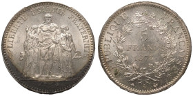 FRANCE. Third Republic, 1870-1940.
Silver 5 Francs, 1876. Paris.
Dark tone to lower edge on obverse.

In secure plastic holder, graded PCGS MS64 ,...