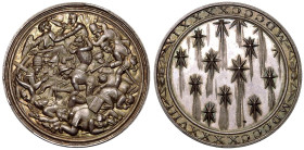 GERMANY. CITY OF FRANKFURT.
Silver Medal, 1848/49.
Struck to mark the revolutionary years 1848/1849.
A mixture of people fighting / View of 14 come...