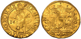 NETHERLANDS. KAMPEN. Ferdinand III.
Gold 1 Ducat, 1649.
MO NOV AVREA CIVITA IMPERI CAMPEN in ornamental square with designs around / FERD III DG K O...