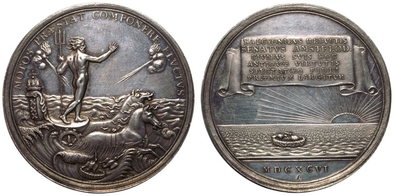 NETHERLANDS. Dutch Republic, 1581-1795.
Silver Medal, 1696.
By Renier Arondeau...