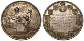 NETHERLANDS. AMSTERDAM.
Silver Medal, 1768.
By J. G. Holtzhey, on the 50th anniversary of the Saturday societies on February 20th.
Obv.: Genius wit...