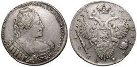 RUSSIA. EMPIRE. Anna.
Silver 1 Rouble, 1733. Kadashevsky mint.
Later version struck 1733-34.
Obv.: Б·М·АННАIИМПЕРАТРИЦА·IСАМОДЕРЖИЦА·ВСЕРОСИСКАЯ; b...