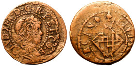 SPAIN. BARCELONA. Louis XIV, 1643-52.
Copper Seiseno, 1643-52.
Stuck during French occupation.
About very fine, struck off centre.

K&uuml;nker A...
