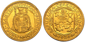 CZECHOSLOVAKIA. First Republic, 1918-38.
Gold 1 Ducat, 1924. Kremnica.
Central Czech lion with Slovak shield on chest, REPUBLIKA ČESKOSLOVENSK&Aacut...