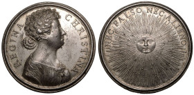 SWEDEN. Christina, 1632-54.
Silver Medal, ND (c. 1681).
By Giovanni Battista Guglielmada, on the excellent character of the Swedish Queen Christina....