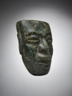 Guerrero, 300 - 100 BC. H 16cm, W 12.5cm, D 6cm. Serpentine mask with the face of a ruler or priest. Intact. With French antiquities passport and cert...