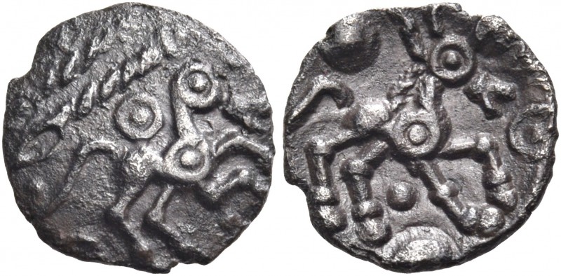 CELTIC, Britain. Catuvellauni. 60-40 BC. Half unit (Silver, 10 mm, 0.44 g, 6 h),...
