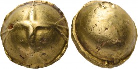 CELTIC, Northwest Gaul. Senones. Circa 1st century BC. Stater (Gold, 13x9 mm, 7.04 g), Gallo-Belgic, cross crosslet/torc type. Cross with trifurcated ...