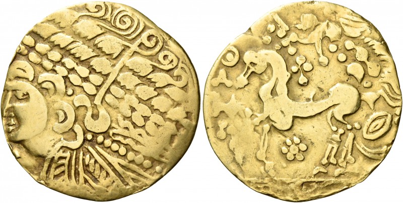 CELTIC, Northeast Gaul. Ambiani. Circa 125-100 BC. Stater (Gold, 26.5 mm, 7.06 g...
