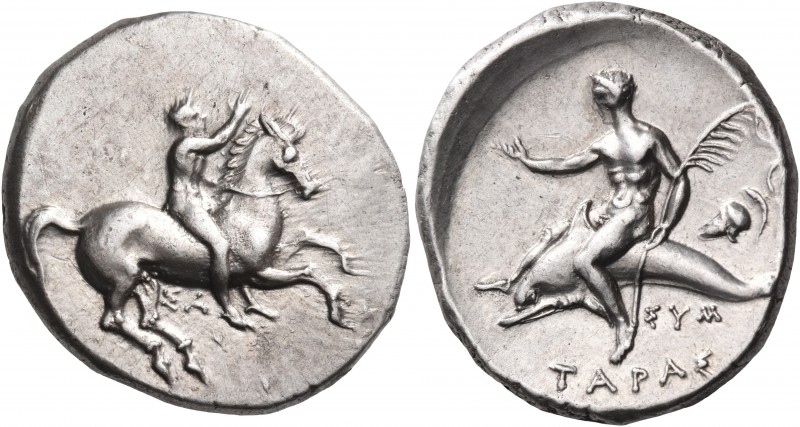 CALABRIA. Tarentum. Circa 315 BC. Nomos (Silver, 22 mm, 7.93 g), circa 315 BC. N...