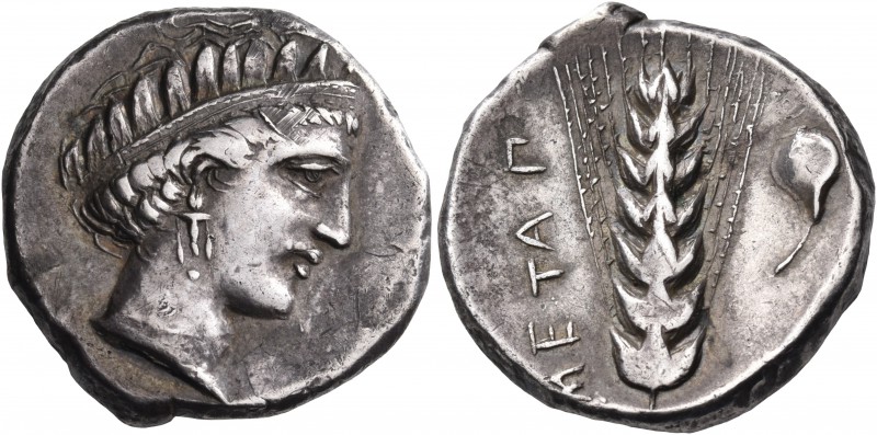 LUCANIA. Metapontum. Circa 340-330 BC. Didrachm or nomos (Silver, 20 mm, 7.70 g,...