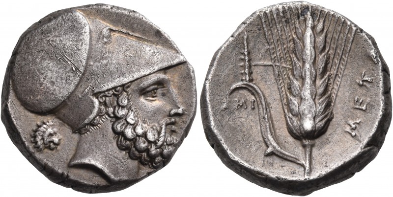 LUCANIA. Metapontum. Circa 340-330 BC. Didrachm or nomos (Silver, 20 mm, 7.94 g,...