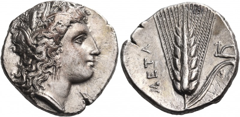 LUCANIA. Metapontum. Circa 330-290 BC. Didrachm or nomos (Silver, 20 mm, 7.83 g,...