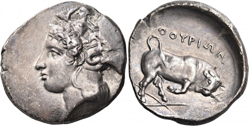 LUCANIA. Thourioi. Circa 370 BC. Distater (Silver, 27 mm, 15.40 g, 5 h). Head of...