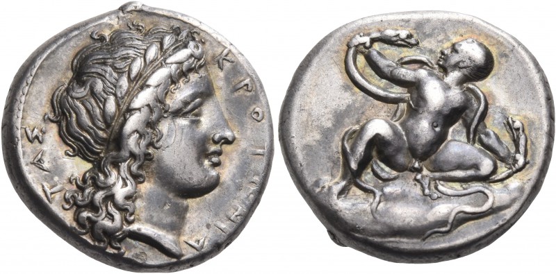 BRUTTIUM. Kroton. Circa 400-325 BC. Stater (Silver, 20 mm, 7.68 g, 6 h), circa 3...