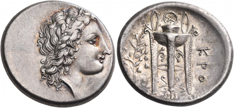 BRUTTIUM. Kroton. Circa 350-300 BC. Stater (Silver, 21 mm, 7.31 g, 6 h). Laureat...