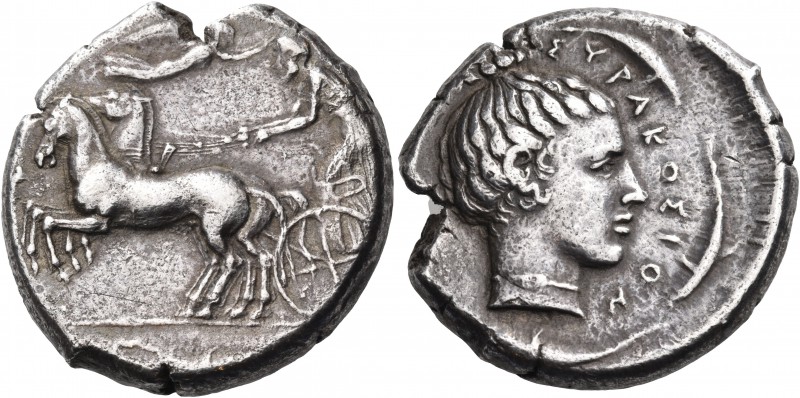SICILY. Syracuse. Second Democracy, 466-405 BC. Tetradrachm (Silver, 27 mm, 17.1...