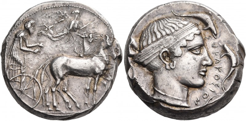 SICILY. Syracuse. Second Democracy, 466-405 BC. Tetradrachm (Silver, 23 mm, 17.2...