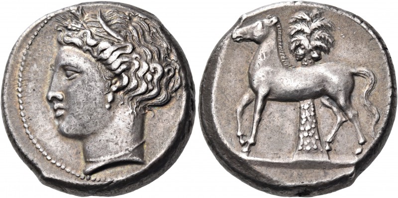 SICILY. Unlocated Punic mints. Circa 350/340-330 BC. Tetradrachm (Silver, 24 mm,...