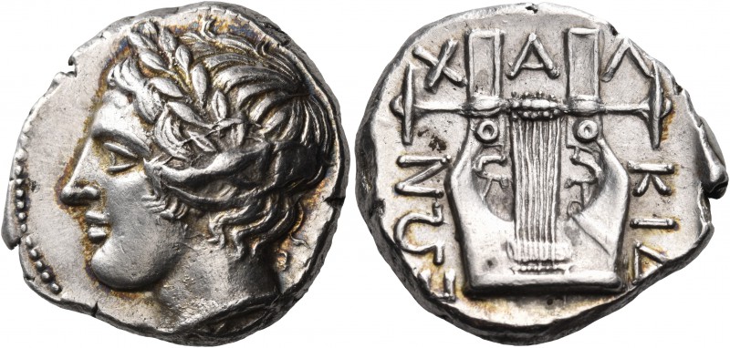 MACEDON, Chalkidian League. Circa 432-348 BC. Tetradrachm (Silver, 22 mm, 14.43 ...