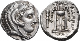 MACEDON. Philippoi. Circa 356-345 BC. Tetradrachm (Silver, 24 mm, 14.42 g, 6 h), Hera.... Youthful, beardless, head of Herakles to right, wearing lion...