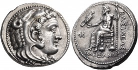 KINGS OF MACEDON. Alexander III ‘the Great’, 336-323 BC. Tetradrachm (Silver, 26 mm, 17.24 g, 8 h), Myriandos, 325-323. Head of youthful Herakles to r...