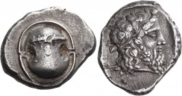BOEOTIA. Thebes. Circa 425-395 BC. Stater (Silver, 22 mm, 12.17 g, 3 h). Boeotian shield; horizontally on upper half of the shield, club to left. Rev....