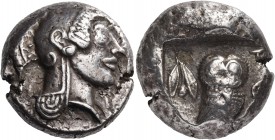 ATTICA. Athens. Circa 485/480 BC. Tetradrachm (Silver, 17.26 g), 482-480. Head of Athena to right, wearing crested Attic helmet and circular earring. ...