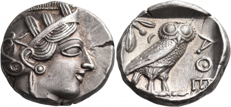 ATTICA. Athens. Circa 420s BC. Tetradrachm (Silver, 21 mm, 17.15 g). Head of Ath...
