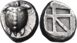 ISLANDS OFF ATTICA, Aegina. Circa 480-457 BC. Stater (Silver, 20 mm, 12.50 g). Sea turtle with a T-shaped design of line of five large pellets down th...